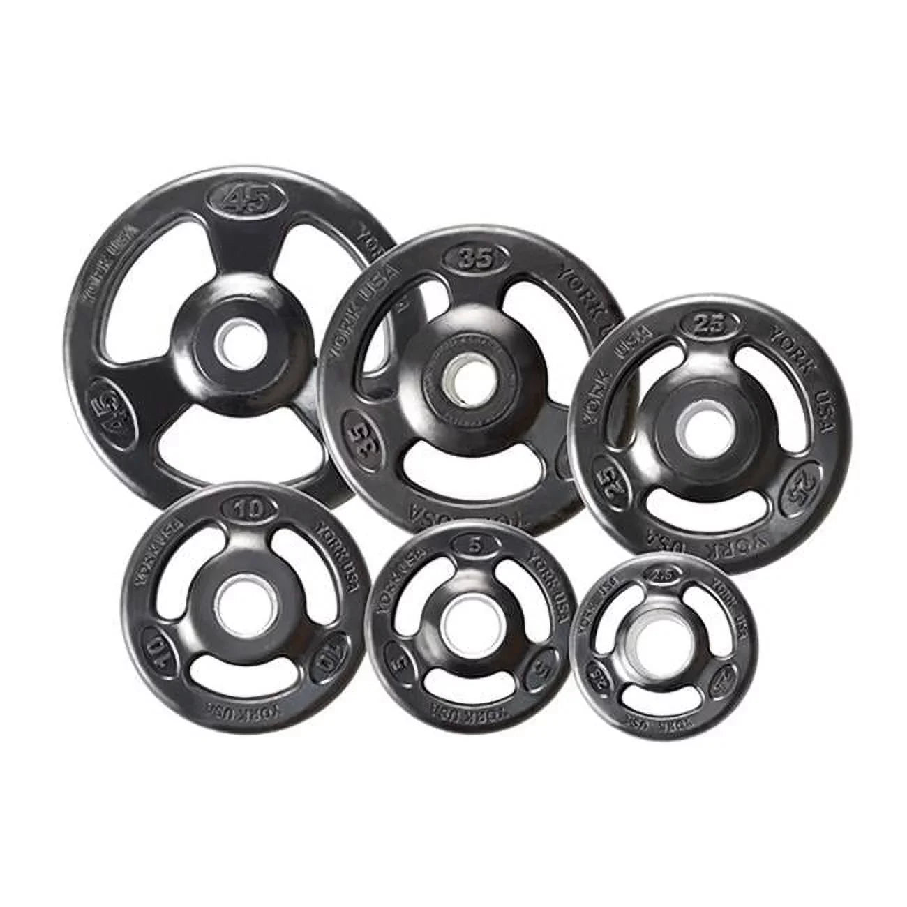 York Barbell  Grip Sizeteel Composite Olympic Iron Plate, Black - 35 lbs