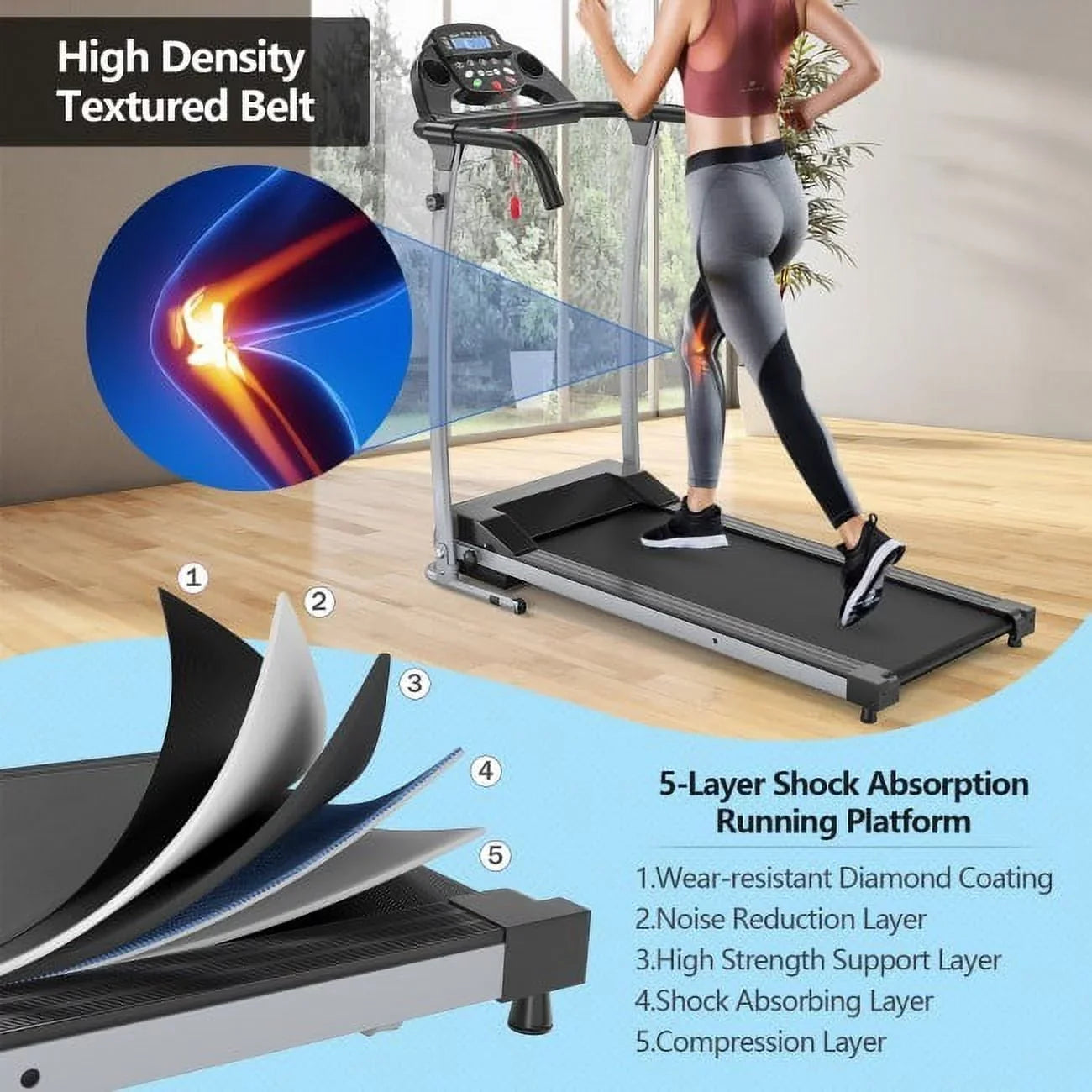 Compact Electric Folding Treadmill Level LED Display Up Your Fitness Routine