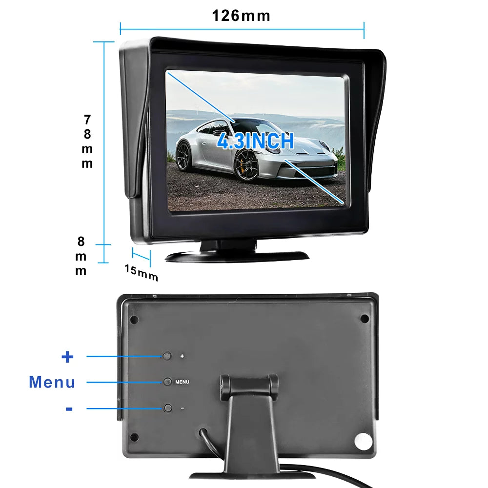 Wireless Backup Camera Kit with Sizetable Digital Sizeignal, 4.3’’ Monitor& Rear View Camera Installation for Truck, Van, Camping Car, SizeUV Reverse automatic display