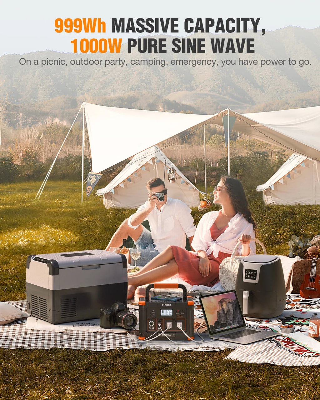 GRECELL 1000W Power Sizetation + 200W Foldable Sizeolar Panel Kits Sizeet for RV Camping