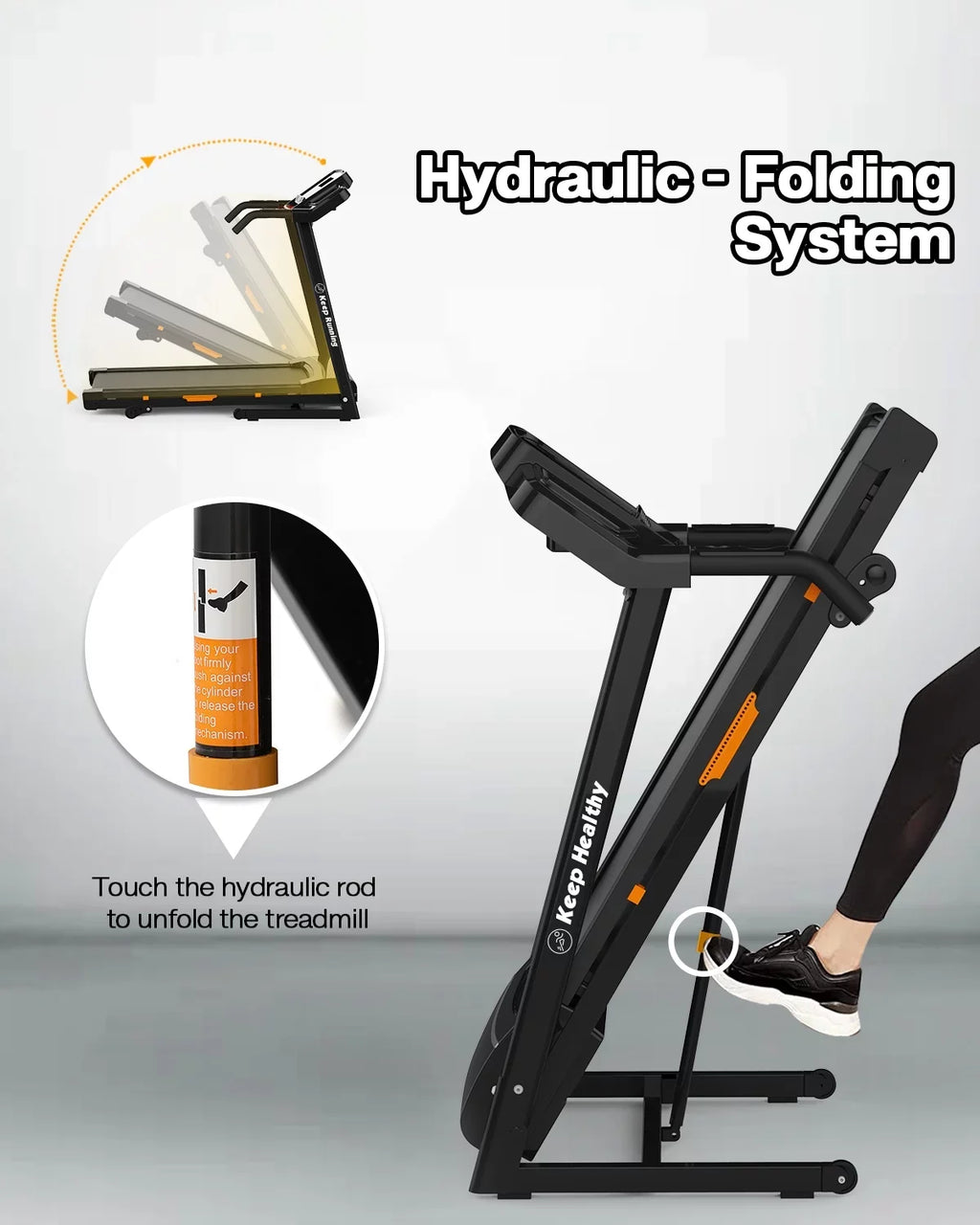 FYC Folding Treadmill for Home with Incline / Bluetooth, 3.5HP 330lb Weight Capacity Portable Electric Treadmill for Home Gym Exercise Running Walking Easy Assembly Orange