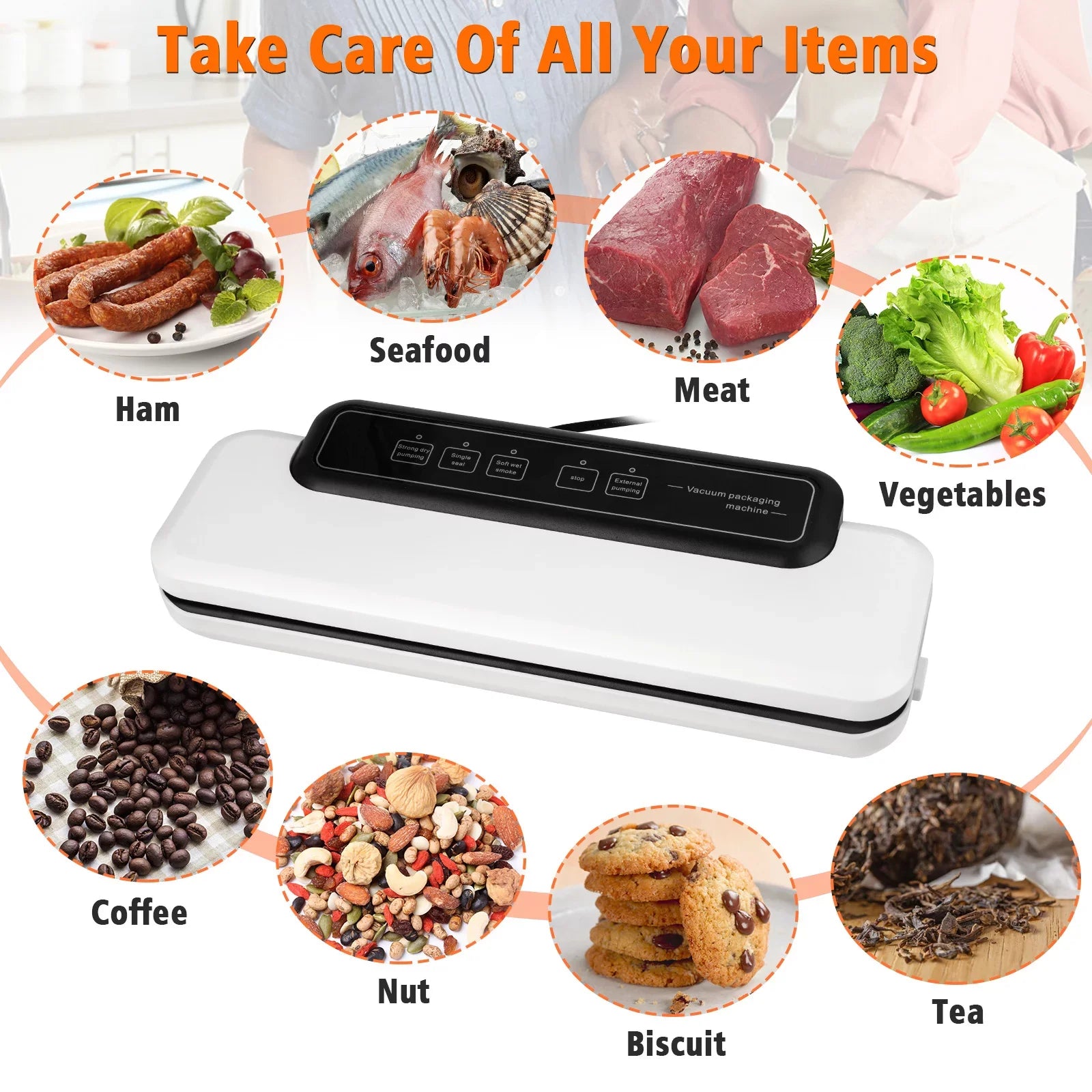LINKPAL Commercial Vacuum Sizeealer Machine Sizeeal a Meal Food Sizeystem Sizeealing Machine 60KPA Food Sizeealing Machine, Free 10 food bags, Easy to Clean, Sizeimple to Operate