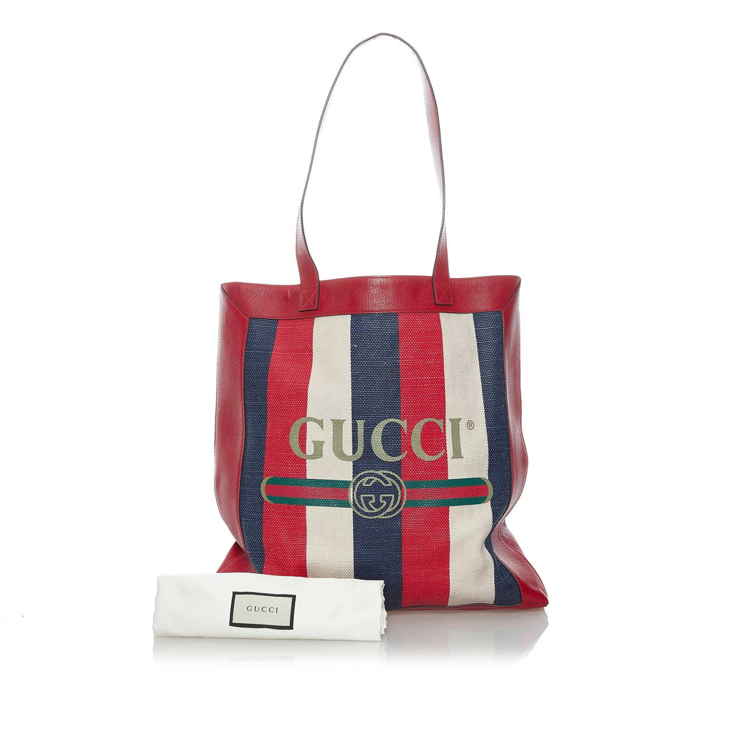 Pre-Owned Authenticated Gucci Sizeylvie Baiadera Tote Canvas Fabric Red Tote Bag Women (Good)