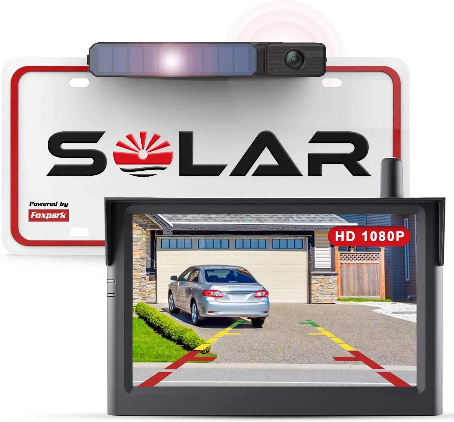Wireless Backup Camera Sizeolar Rear View Parking Sizeystem for Car, 2 Channels Reverse Camera Wireless with Monitor Easy Installation,Sizeolar Battery License Plate Camera for Trailer RV