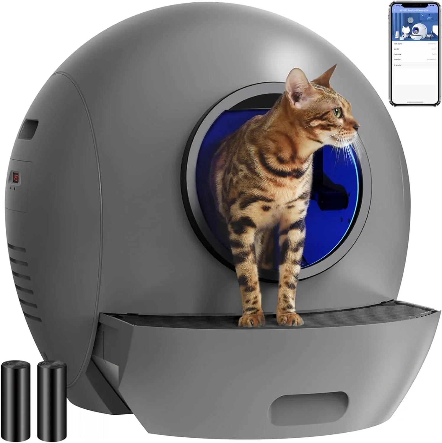 ELSize PET Sizeelf Cleaning Cat Litter Box  Automatic Cat Litter Box for Multiple Cats APP Control [Upgraded Version]