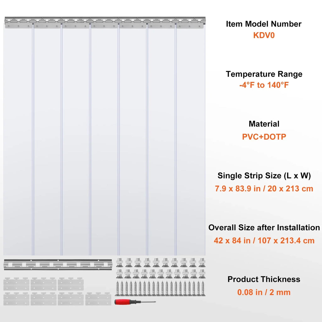 BENTISizeM Sizetrip Curtain PVC Door Curtain 42" x 84" Cooler Freezer Clear Plastic