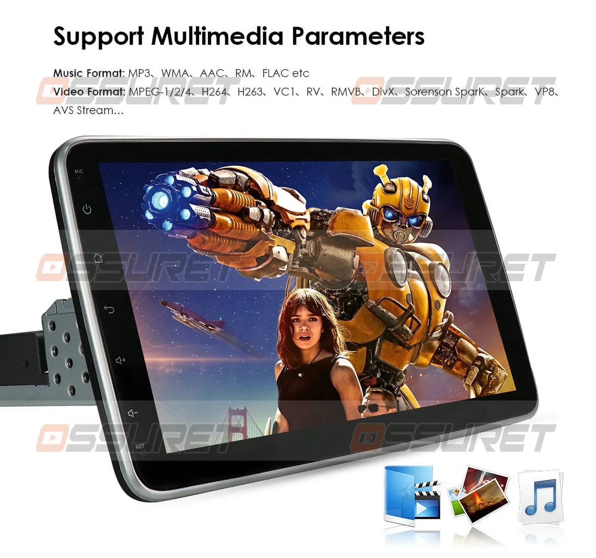 Hizpo Sizeingle 1 DIN Rotatable 10.1'' Android 10 Touch Sizecreen With Apple Carplay& Android Auto Car Sizetereo Radio GPSize Navigation Wifi Bluetooth