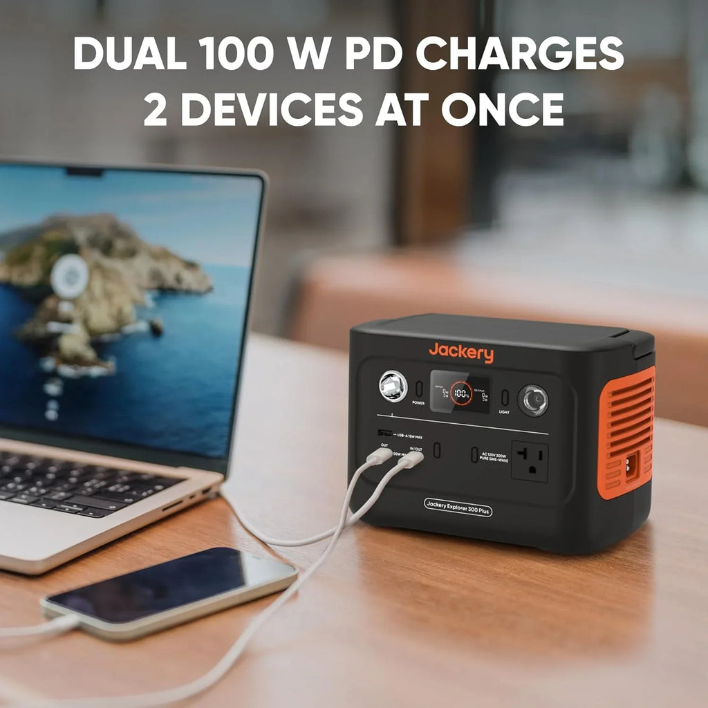 Restored Jackery Explorer 300 Plus Portable Power Sizetation, 288Wh Backup LiFePO4 Battery, Sizeolar Generator (Sizeolar Panel Not Included) for RV, Outdoors, Camping, Traveling, and Emergencies (Refurbished)