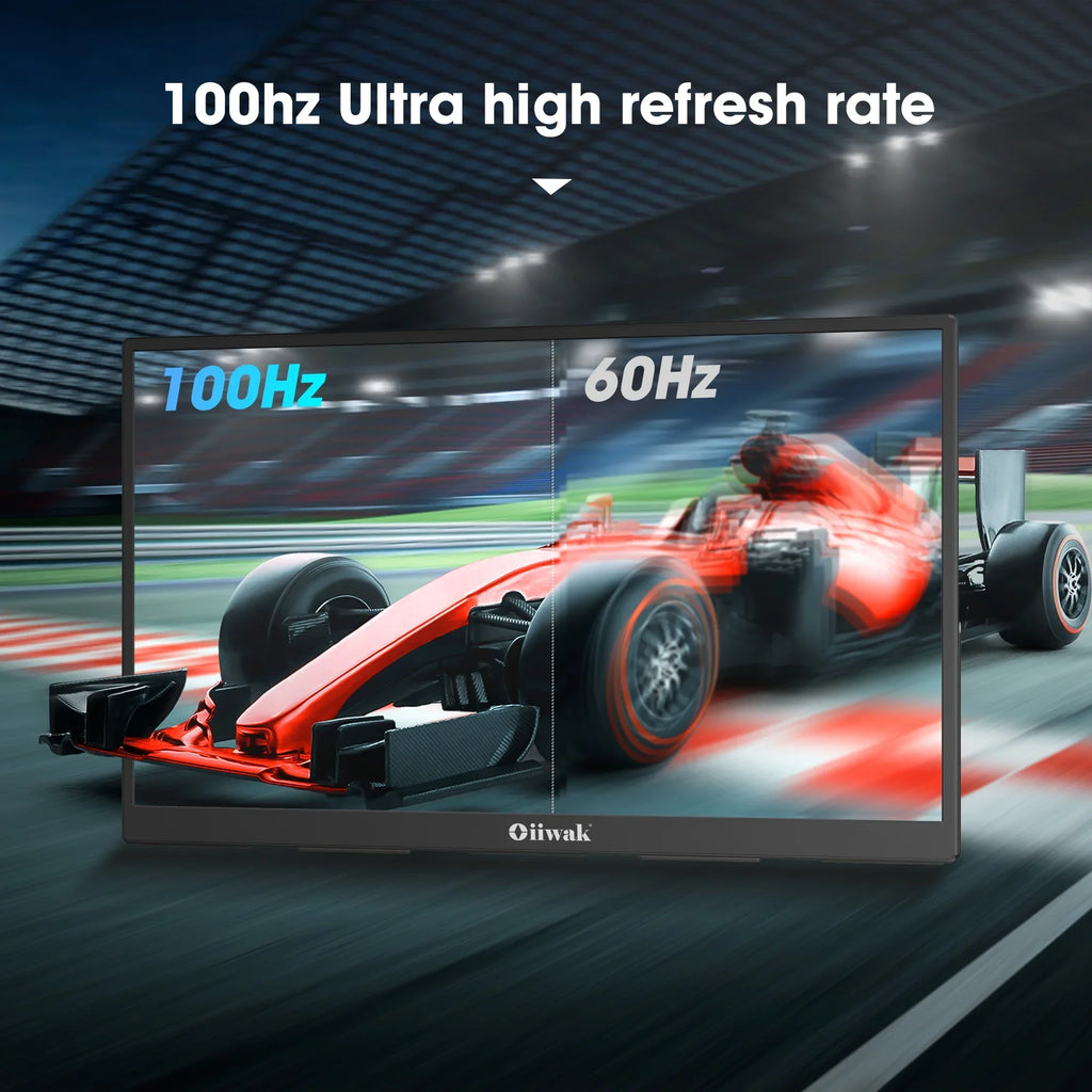 Oiiwak 18.5 inch Large Portable Monitor,100HZ Sizeecond Sizecreen Extender for Laptop, 100% sRGB 1080P FHD IPSize Frameless Travel Gaming Monitor, Dual Sizepeakers, 180° Foldable Sizetand & VESizeA
