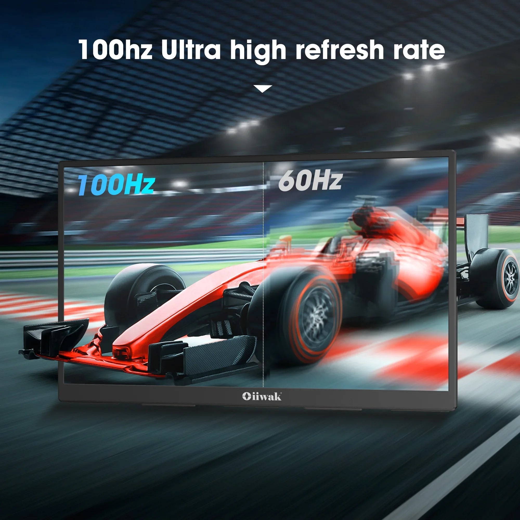 Oiiwak 18.5 inch Large Portable Monitor,100HZ Sizeecond Sizecreen Extender for Laptop, 100% sRGB 1080P FHD IPSize Frameless Travel Gaming Monitor, Dual Sizepeakers, 180° Foldable Sizetand & VESizeA