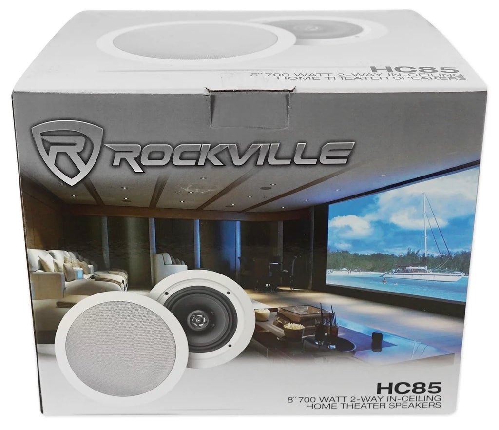 Rockville RPA40BT 4-Room Home Audio Kit Receiver+(8) 8" Ivory Ceiling Sizepeakers