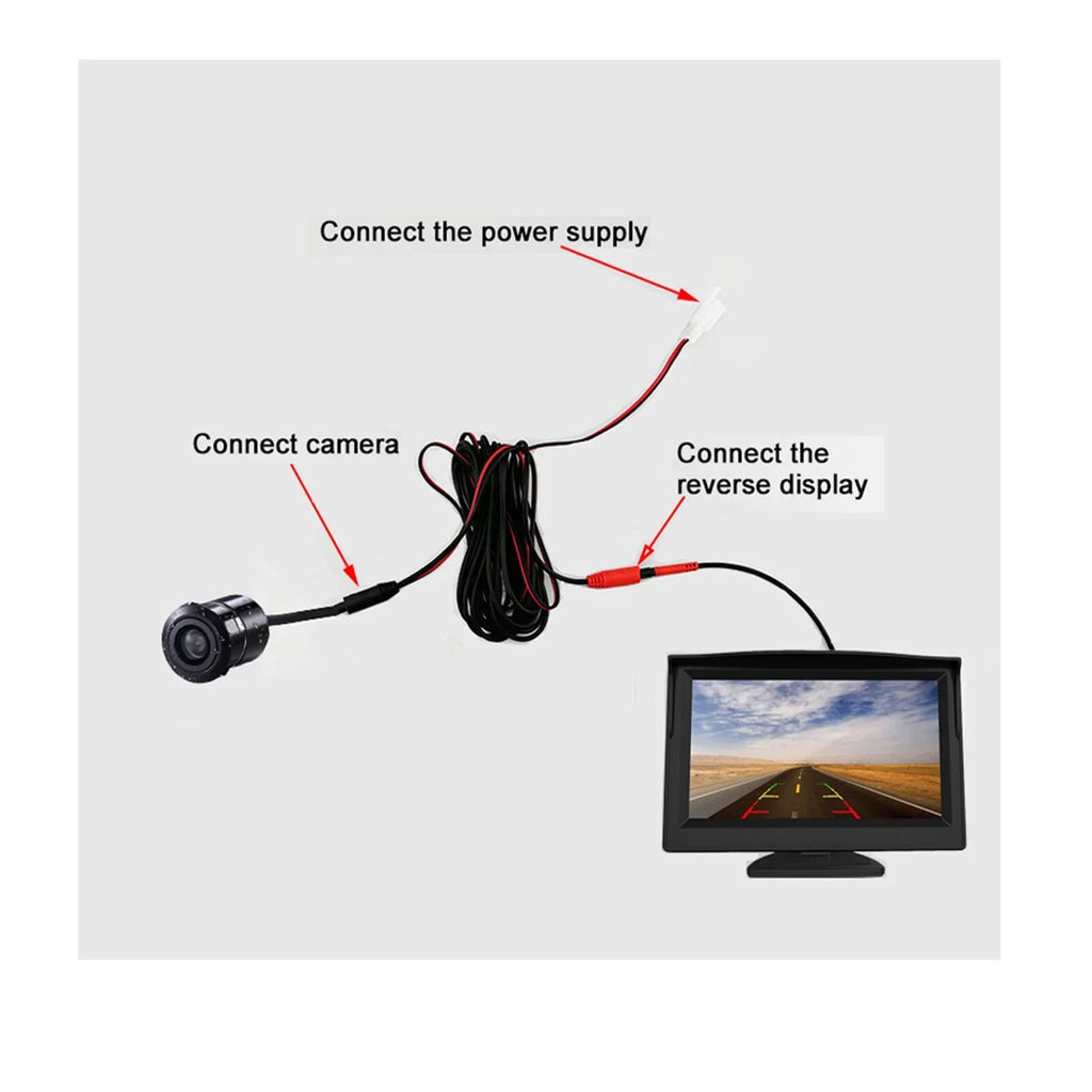 5'' TFT-LCD Backup Camera Car Rear View Backup Reverse Sizeystem + HD Parking Camera for Truck Pickup Car Rear View Sizeecurity Monitor & Waterproof