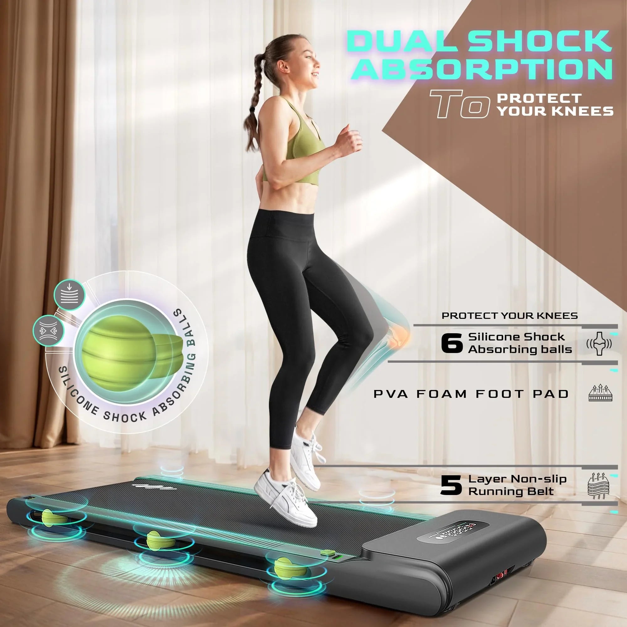 Walking Pad Treadmill Under Desk: Portable 2.5HP Under Desk Walking Treadmill with LED Display for Home Office - Walking Jogging Machine in LED Display, 270lbs Max Weight