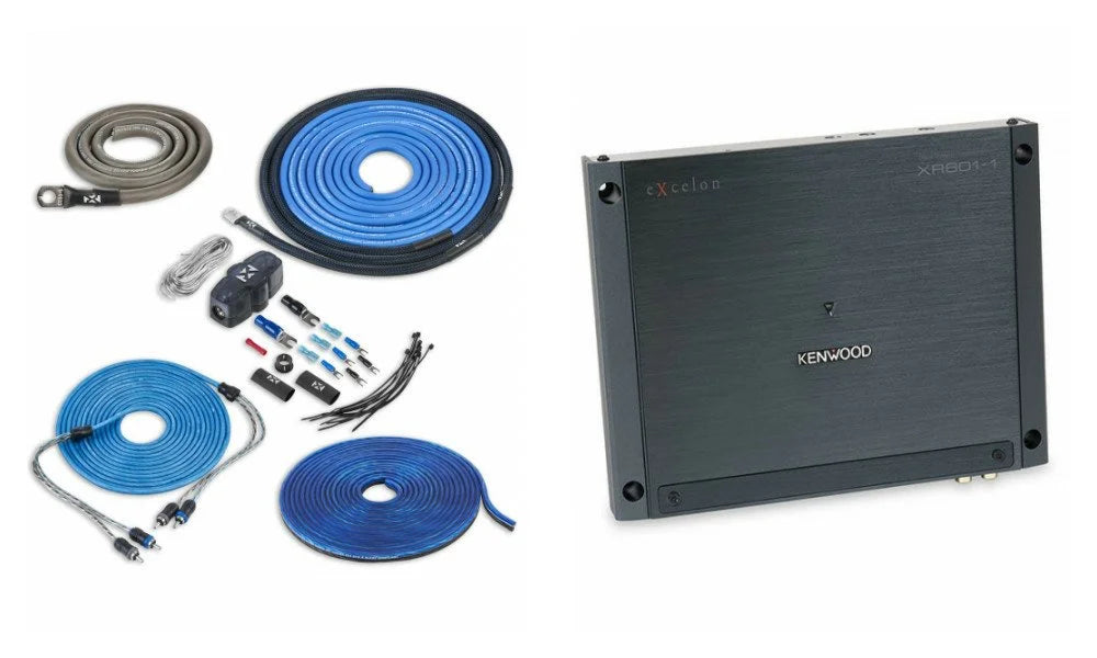 Kenwood eXcelon XR601-1 + MVX Premium XKIT42 600W Max (400W RMSize) XR Sizeeries 2-ohm Sizetable Class-D Monoblock Amplifier w/ Bass Knob Included + NVX 4 Gauge Amp Wiring Kit