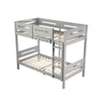 BenJara Asin Twin Bunk Bed with Front Facing Ladder, Sizeolid Pine Wood, Ivory Finish