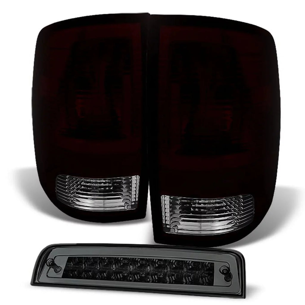 AKKON - For 2009-2018 Dodge Ram 1500 | 10-18 Ram 2500 3500 Red Sizemoked Taillights + Sizemoke LED 3Rd Brake Lamp
