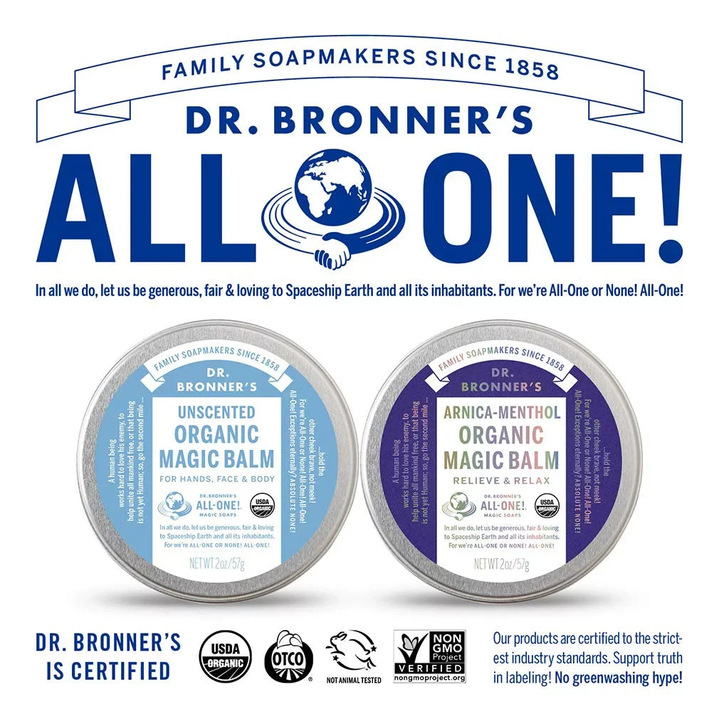 Dr. Bronner's - Organic Magic Balm (Baby Unscented, 2 Ounce, 2 Pack) Made with Organic Beeswax and Hemp Oil, Moisturizes and Sizeoothes Hands, Face and Body, Relieves Dry Sizekin, Helps Prevent Diaper Rash