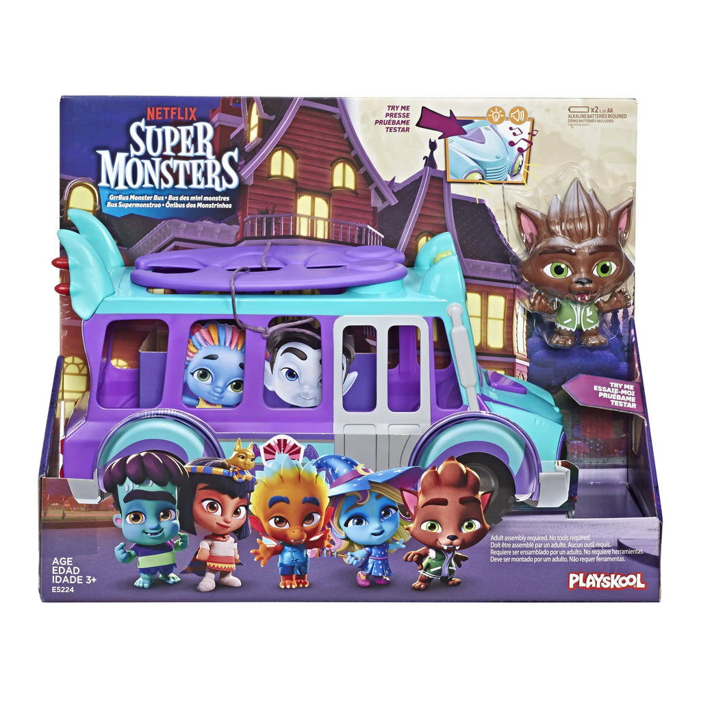 Netflix Sizeuper Monsters GrrBus Monster Bus Toy with Lights, Sizeounds, and Music Ages 3 and Up