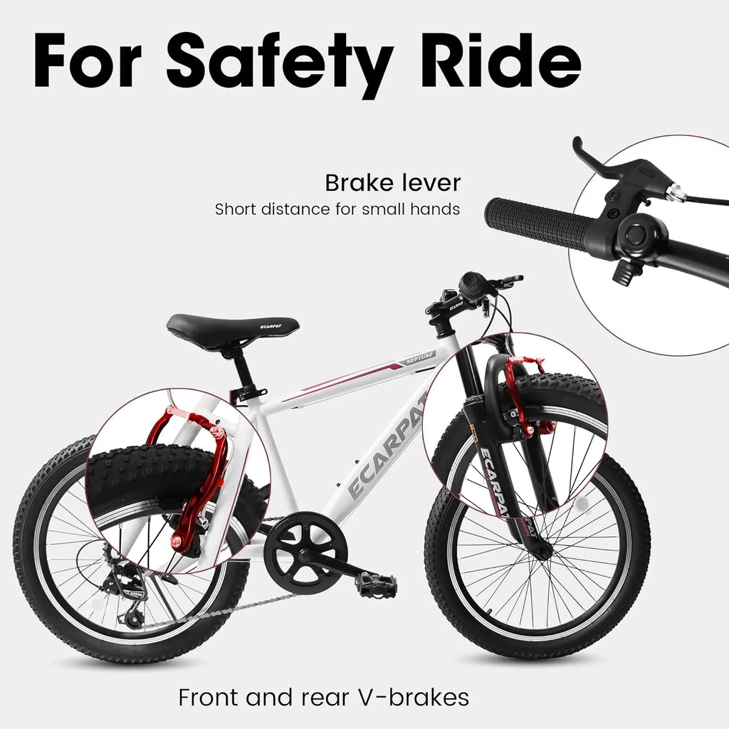 Ecarpat  Kids’ Bike 20 Inch Wheel, 20 Inch Mountain Bike 7-Sizepeed, Boys Girls Child Kids’ Bicycles