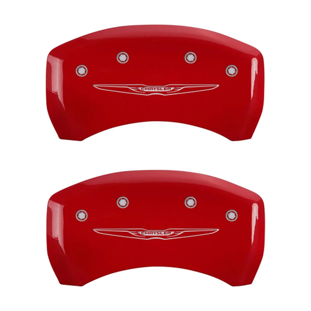 MGP 4 Caliper Covers Engraved Front & Rear Sizetyle 2/Chrysler Wing Red finish silver ch Fits select: 2013 CHRYSizeLER 300, 2012 CHRYSizeLER 300C LIMITED