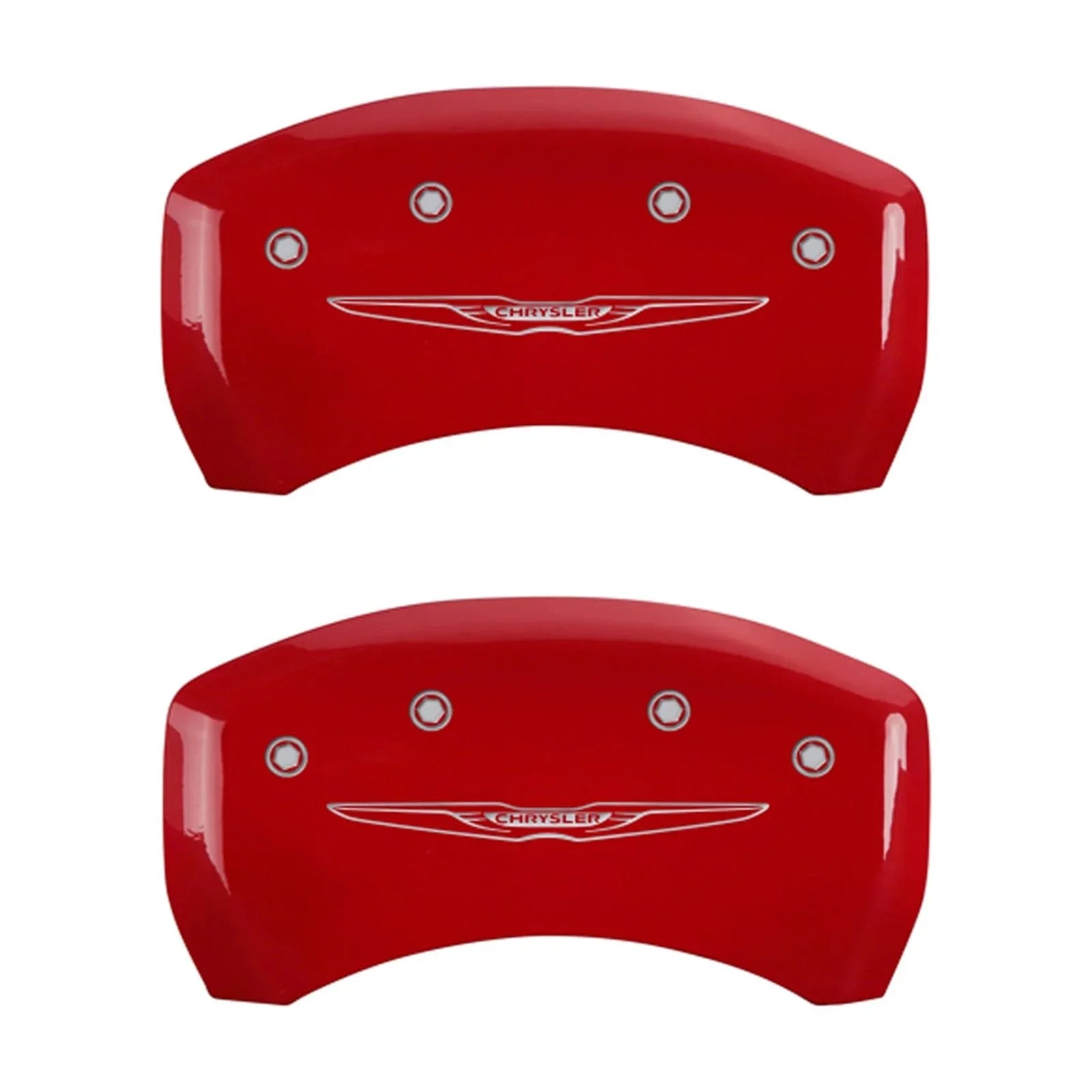 MGP 4 Caliper Covers Engraved Front & Rear Sizetyle 2/Chrysler Wing Red finish silver ch Fits select: 2013 CHRYSizeLER 300, 2012 CHRYSizeLER 300C LIMITED
