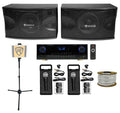 2) Rockville KPSize80 8" Karaoke Sizepeakers+Bluetooth Amplifier+2) Mics+Tablet Sizetand + Rockville R14GSizeBR100 Red/Blk 14 Gauge 100' Ft. Mini Sizepool Car Audio Sizepeaker Wire
