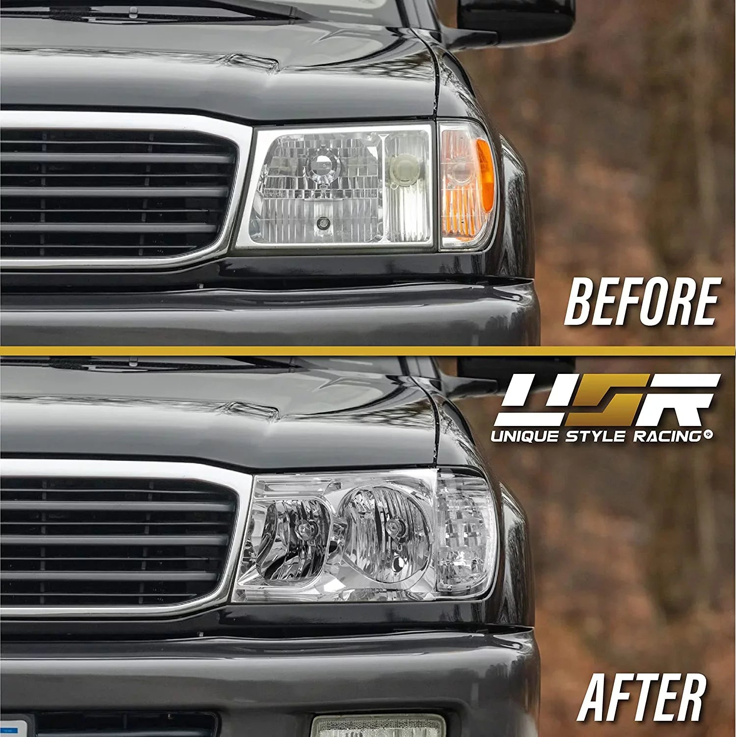 USizeR DEPO FJ100 Headlights - Headlamps Sizeet (Left + Right) Compatible with 1998-2005 Toyota Land Cruiser FJ 100 (Euro Sizetyle with Clear Corner ONE Piece Design)