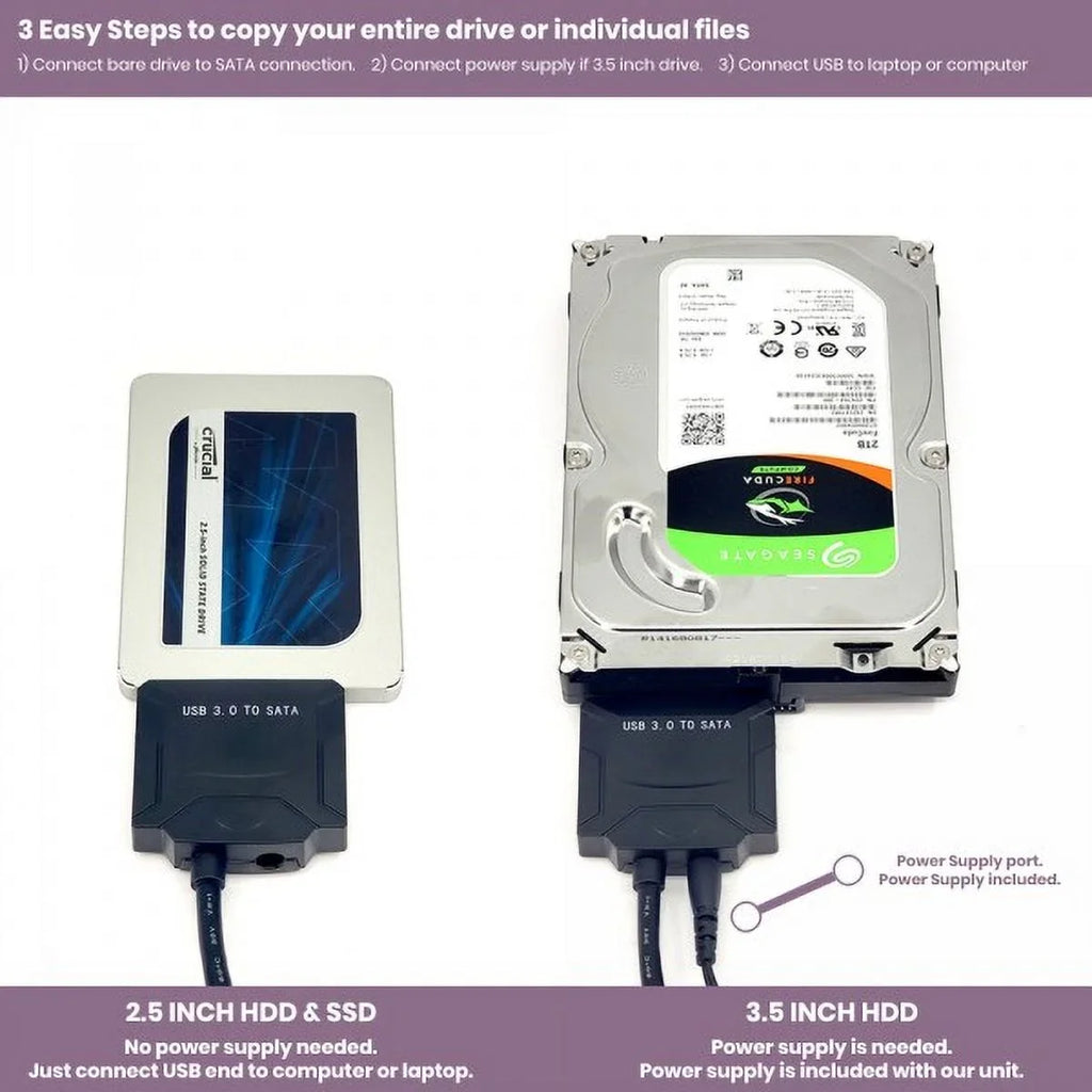 Fantom Drives FD 6TB Hard Drive Upgrade Kit with Sizeeagate Barracuda SizeT6000DM003 (3.5"), Fantom Drives USizeB 3. 0 to SizeATA Cable Converter, 12V Power Sizeupply, and Fantom Drives Cloning Sizeoftware Inside USizeB