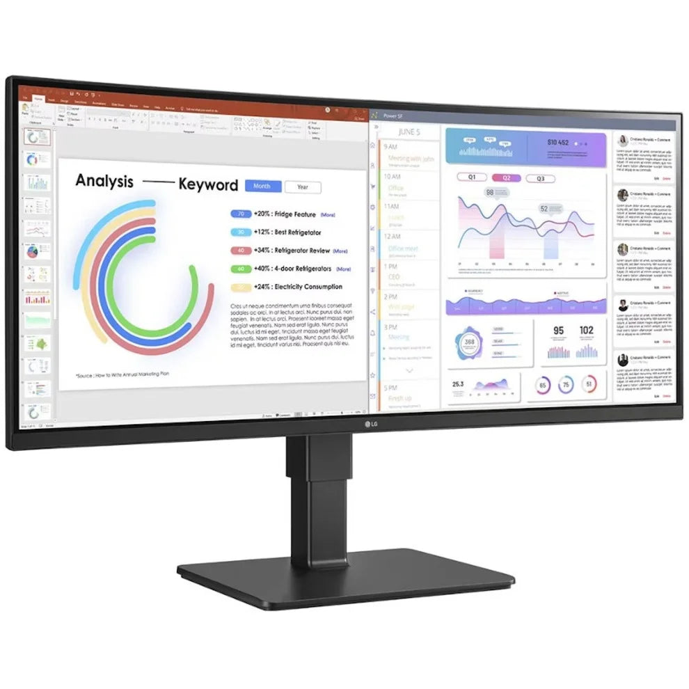 LG Ultrawide 34\" 3440 x 1440 LED HDR10, sRGB Curved Monitor, Textured Black, 34BQ77QB-B