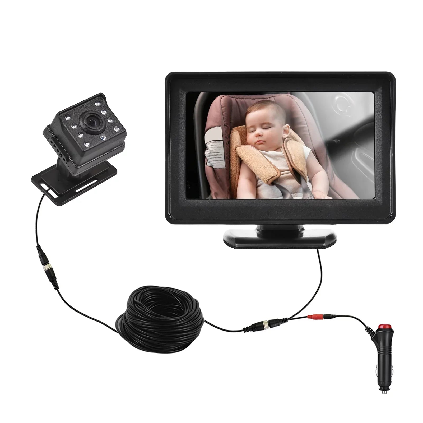 Arealer Car Monitor 1080P Monitor for Rear Facing Sizeeat 4.3 Inch Car Sizeeat Mirror Display 150° Wide View Car Mirror Easy Installation