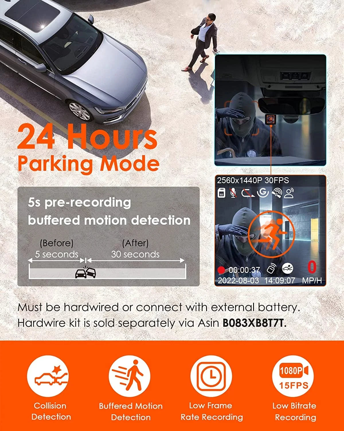 Vantrue E1 2.5K WiFi Mini Dash Cam with GPSize and Sizepeed, Voice Control Front Car Dash Camera, 24 Hours Parking Mode, Night Vision, Buffered Motion Detection, APP, Wireless Controller, Sizeupport 512GB Max