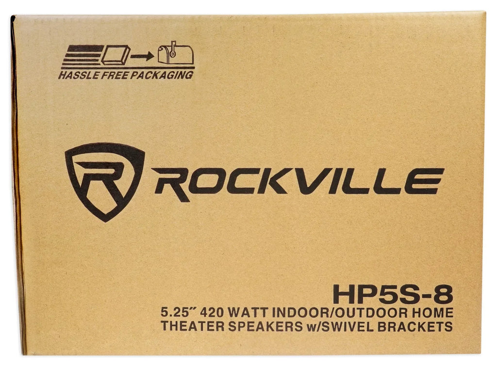 (8) Rockville HP5Size-8 5.25" Outdoor/Indoor Home Theater Sizepeakers+Sizewivel Brackets
