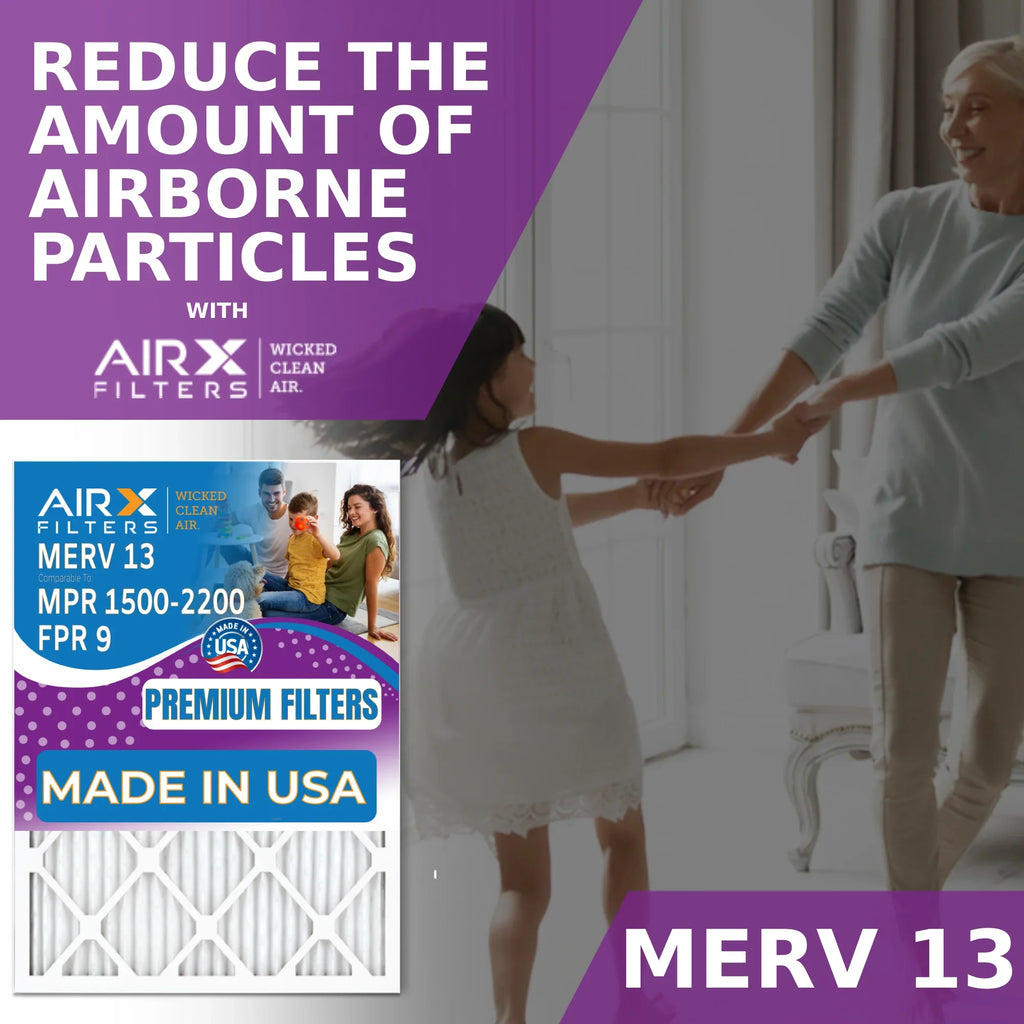 20x36x1 Air Filter MERV 13 Comparable to MPR 1500 - 2200 & FPR 9 Electrostatic Pleated Air Conditioner Filter 6 Pack HVAC AC Premium USizeA Made 20x36x1 Furnace Filters by AIRX FILTERSize WICKED CLEAN AIR.