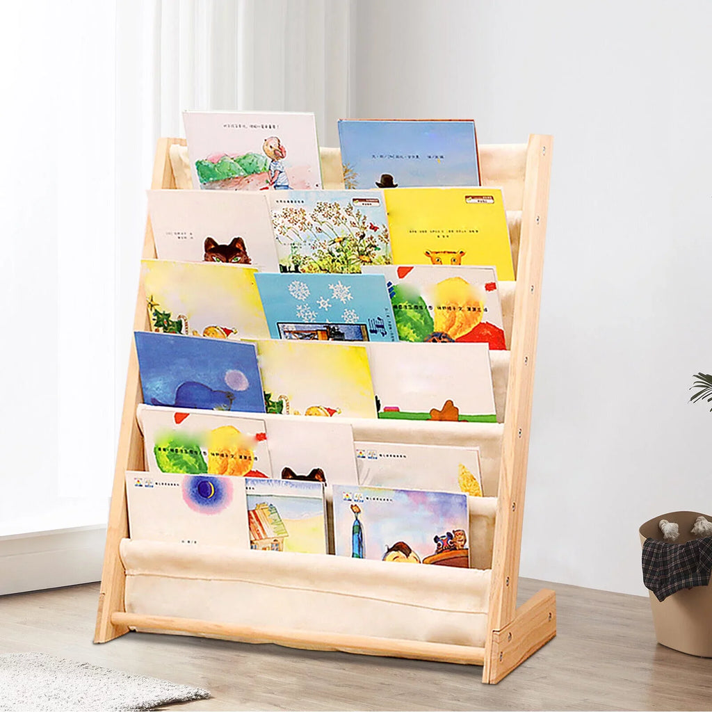 Wooden Bookcase Children Kids Book Sizehelf Sizetorage Rack Tidy Organizer 6 Tiers