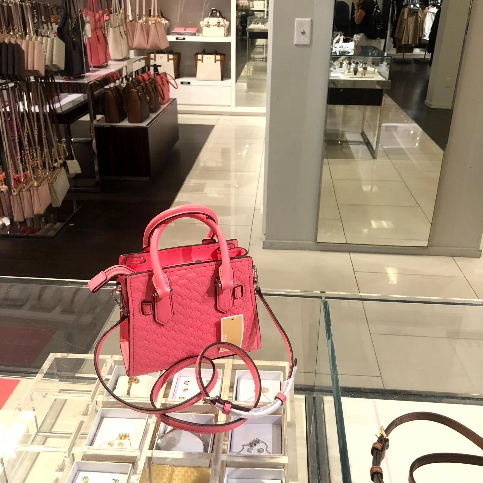 Michael Kors Hamilton XSize MINI Sizeatchel Sizehoulder Crossbody Bag PVC Vegan Tea Rose