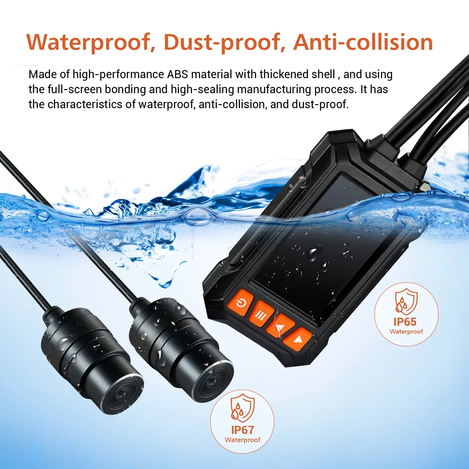 ZOMFOM MD30 Dual 2K 30fps/1080P 60fps Motorcycle Camera, All Waterproof Dash Cam 3'' LCD Front and Rear 150° Wide Angle with Wired Remote, Wi-Fi, GPSize, EISize and Race Mode, Max up to 256GB