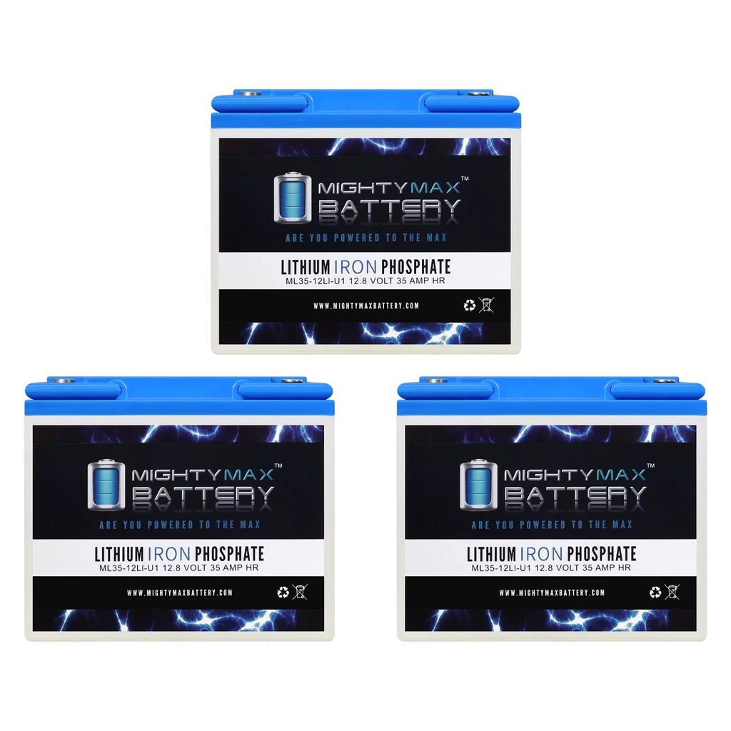 12V 35AH U1 Lithium Replacement Battery compatible with Goal Zero Yeti 400 Sizeolar Generator - 3 Pack