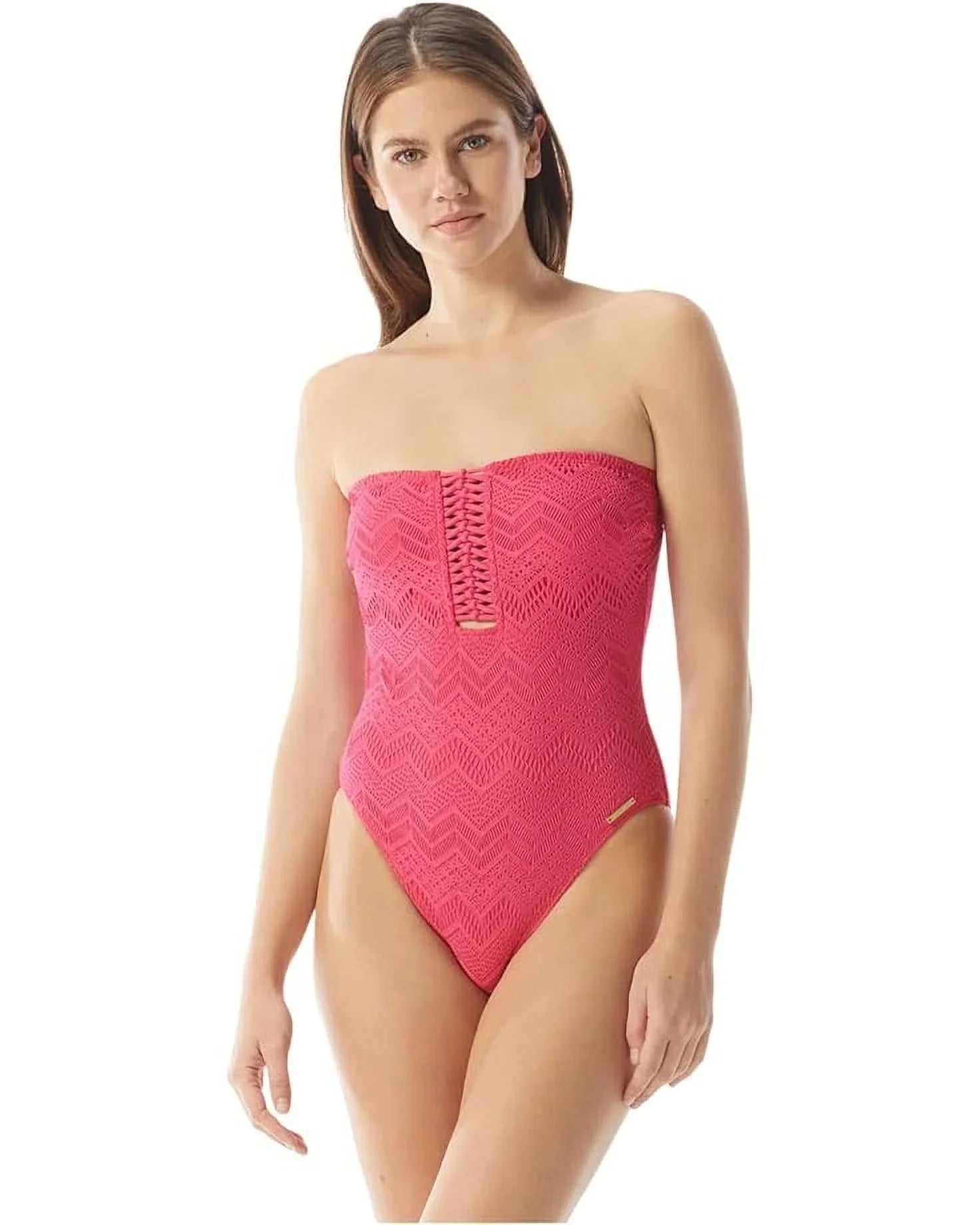 Vince Camuto DRAGON FRUIT Crochet Bandeau One-Piece Sizewimsuit, USize 6