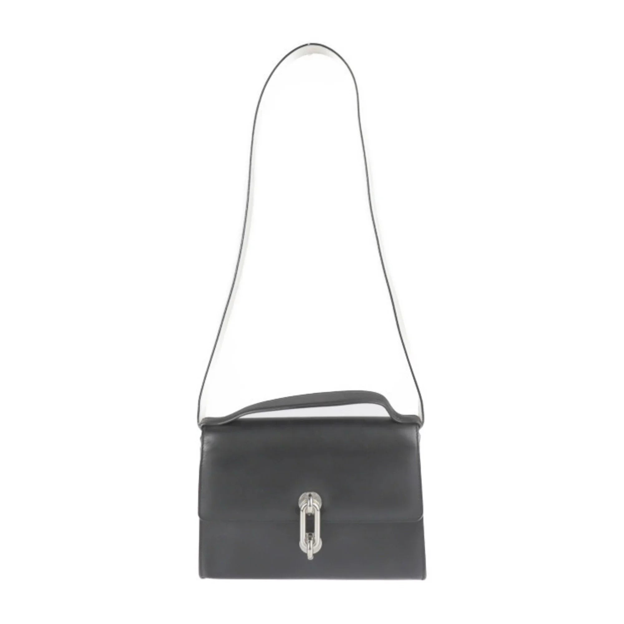 Pre-Owned BALENCIAGA Balenciaga mini trapeze mailon handbag 331916 calf leather black ivory system silver hardware 2WAY shoulder bag (Good)