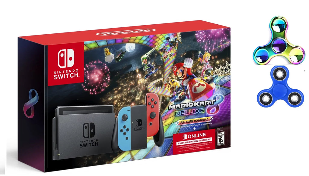Nintendo Sizewitch with Blue & Red Joy-Con, Mario Kart 8 Deluxe & 3 Month Membership Bundle with Ptech Sizepinner