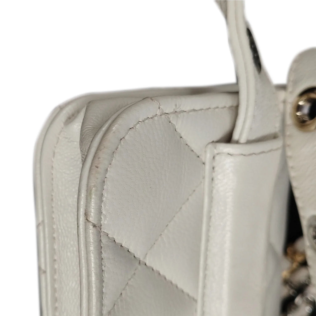 Pre-Owned Authenticated Chanel Punk Chain Belt Bag Lambskin Leather Ivory Unisex (Good)