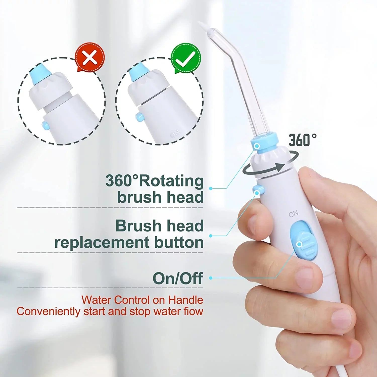 Homgeek Water Flosser for Braces Teeth Cleaner Dental Water Teeth 10 Adjustable Pressure with 7 Multifunctional Tips Ivory
