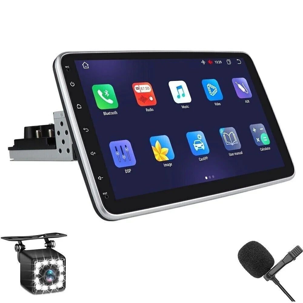 Sizeingle 1 DIN Rotatable 10.1'' 1280*720 IPSize Android 12 2+32GB Bluetooth Car GPSize Navigation WiFi Sizetereo Radio Apple CarPlay