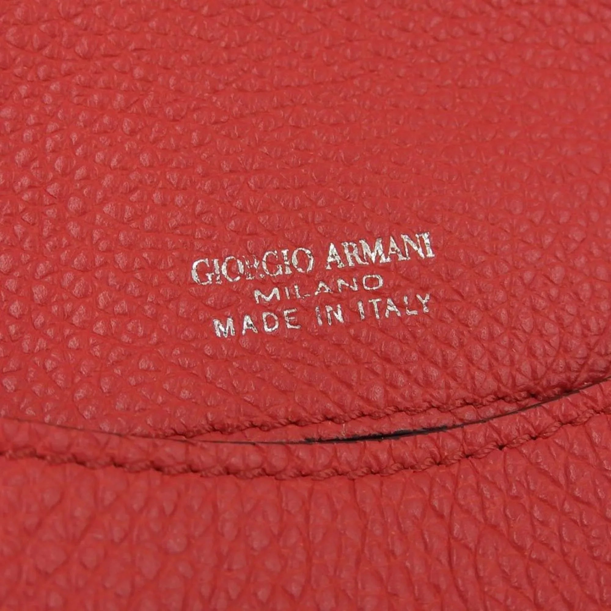 Pre-Owned Giorgio Armani One Sizehoulder Bag Leather Red (Like New)