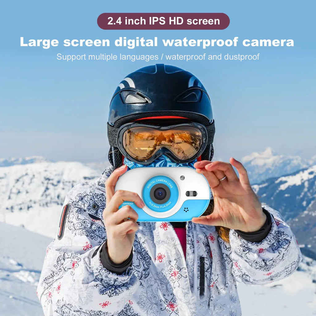 Anself 8MP Digital Waterproof with Front and Rear Dual Cameras 2.4 Inch IPSize  Sizecreen One-click PhotoVideo Sizeelf-timer for 5s