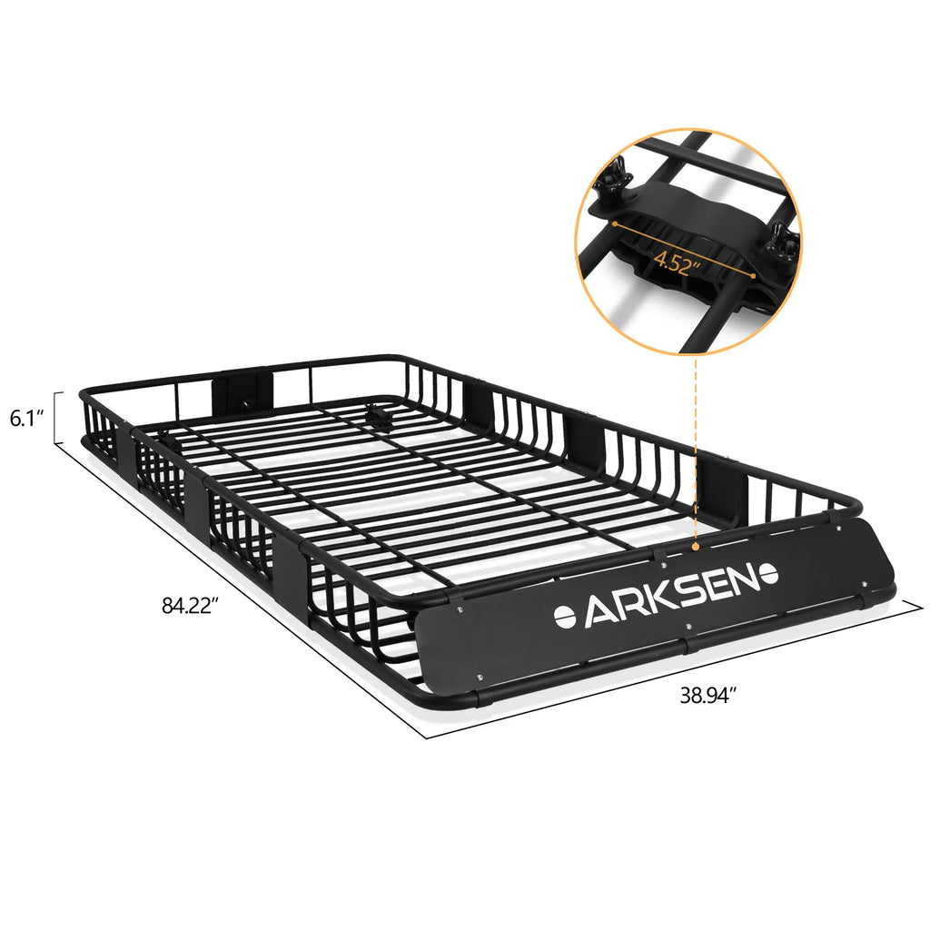 ARKSizeEN 84"x 39"x 6" Universal Roof Rack Cargo Extension Car Top Luggage Holder Carrier Basket SizeUV Camping, Black