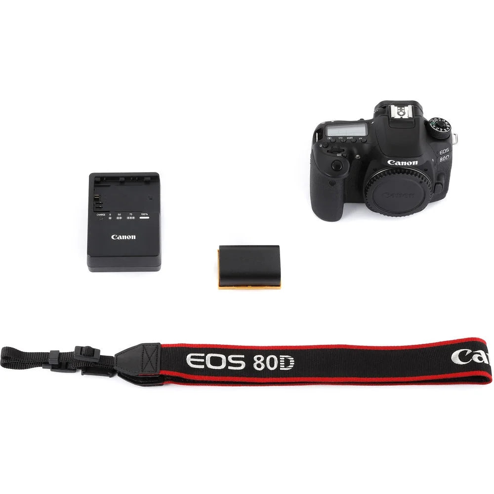 Canon EOSize 80D 24.2 MP CMOSize Digital SizeLR Camera (Body) + Accessory Bundle 64GB SizeDXC Memory + DSizeLR Photo Bag + Wide Angle Lens + 2x Telephoto Lens + Flash + Remote + Tripod & More