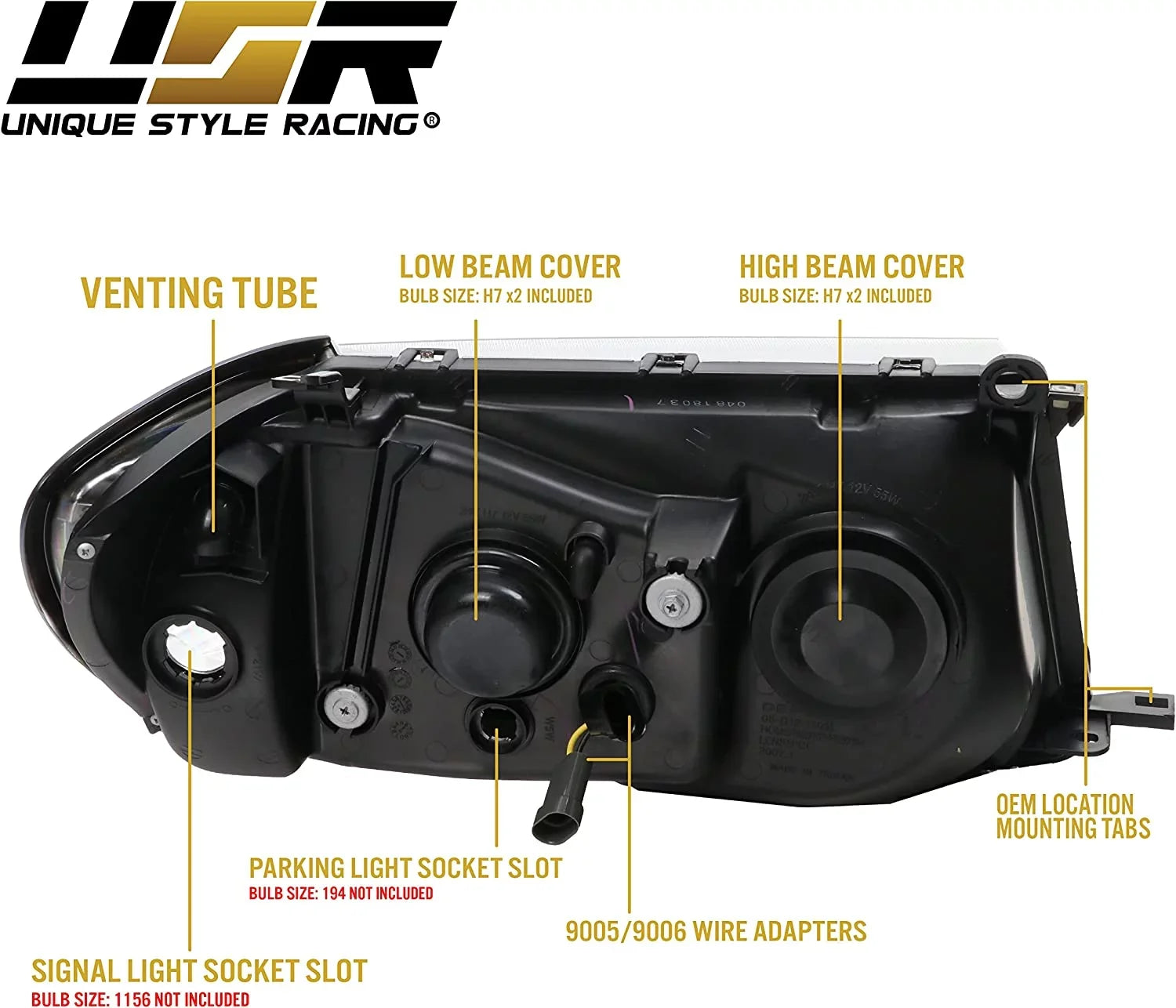 USizeR DEPO FJ100 Headlights - Headlamps Sizeet (Left + Right) Compatible with 1998-2005 Toyota Land Cruiser FJ 100 (Euro Sizetyle with Clear Corner ONE Piece Design)