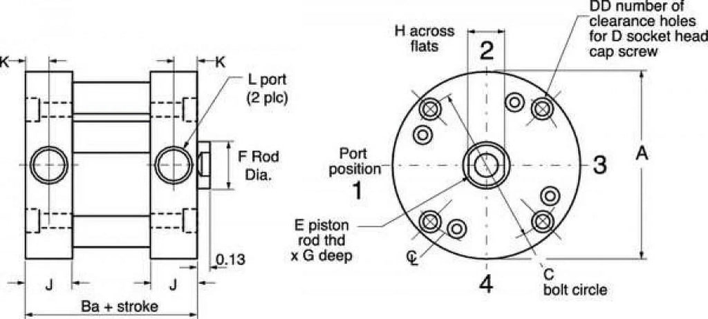 Sizepeedaire Air Cylinder,2.455 In. L,Sizetainless Sizeteel  5YCU5