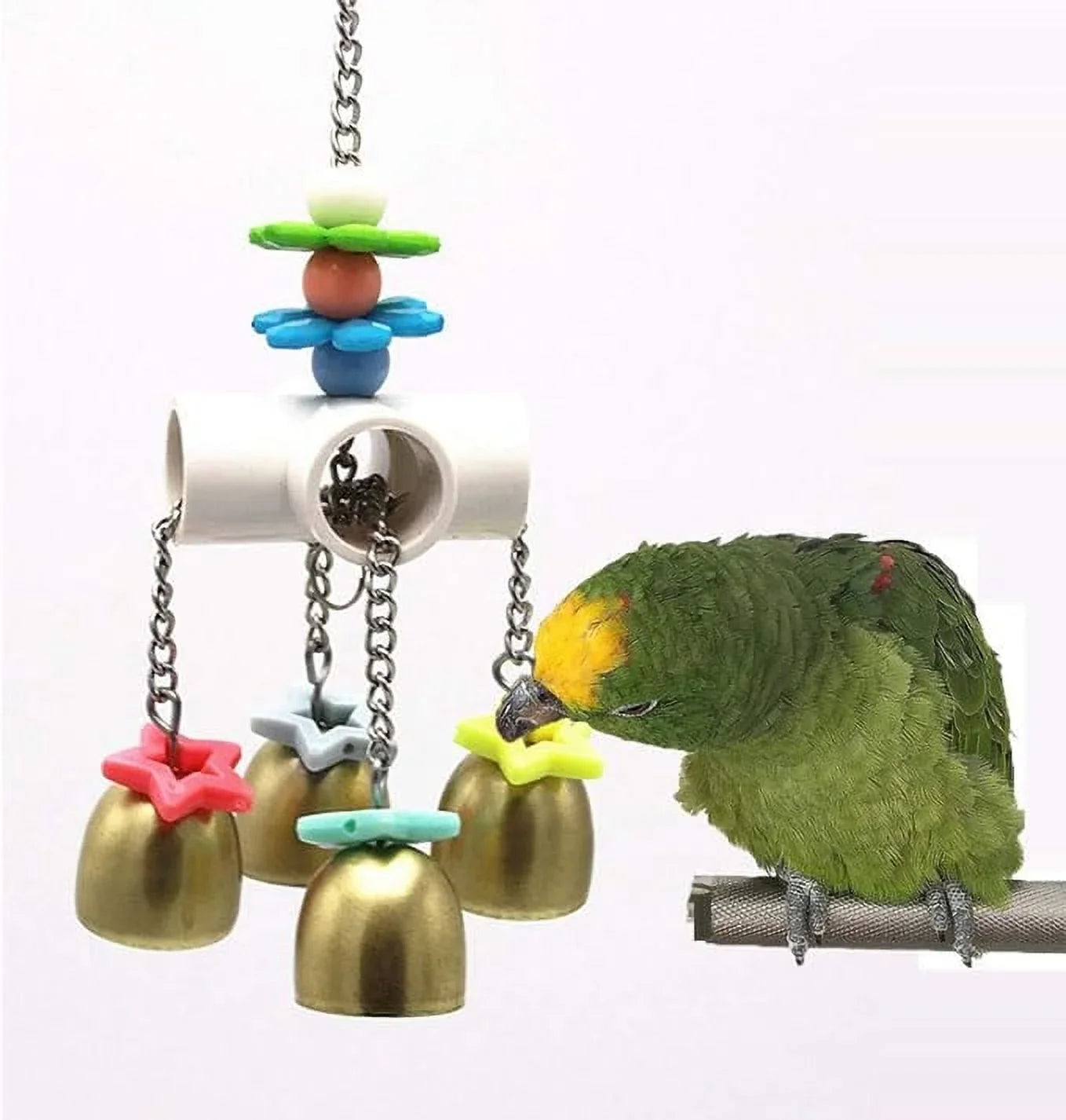 Keersi Bird Bells Toy with Sizeweet Sizeound for Pet Parrot Parakeet Cockatiel Conure Macaw Eclectus African Grey Cockatoo Amazon Lovebird Budgie Finch Canary Cage (A)